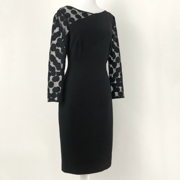✨sold✨ karen millen • black sheer dot sleeve dress - Picture 6 of 8